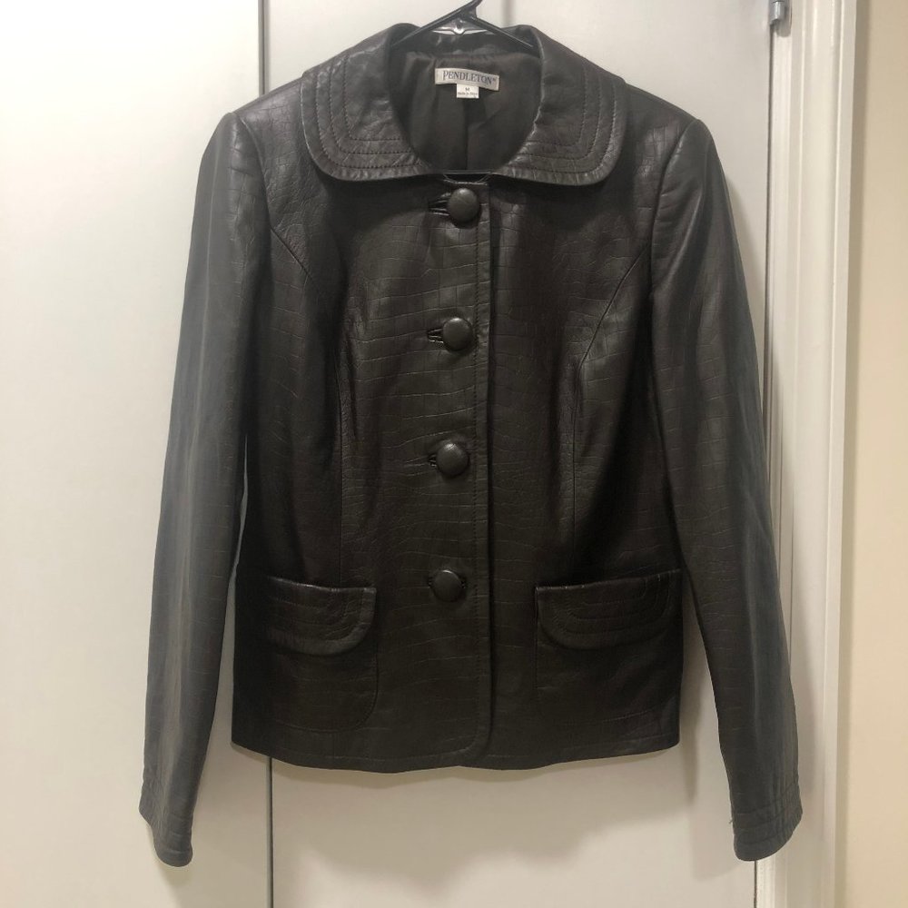 PENDLETON Dark Brown Leather Jacket - Picture 1 of 9